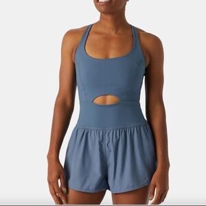 Free People Movement Righteous Runsie Blue Athletic Romper | S